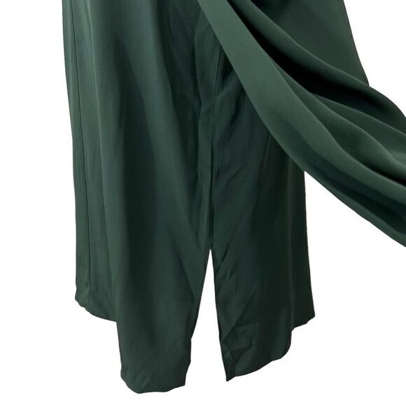 Tibi Women's Forest Green Silk Cold Shoulder V-Neck Long Sleeve Blouse Size 8 - Picture 8 of 12
